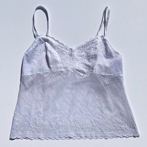 Vanity Fair White Lace Cami Tank Top Women's XL Fairy Casual Whimsy Y2K Summer